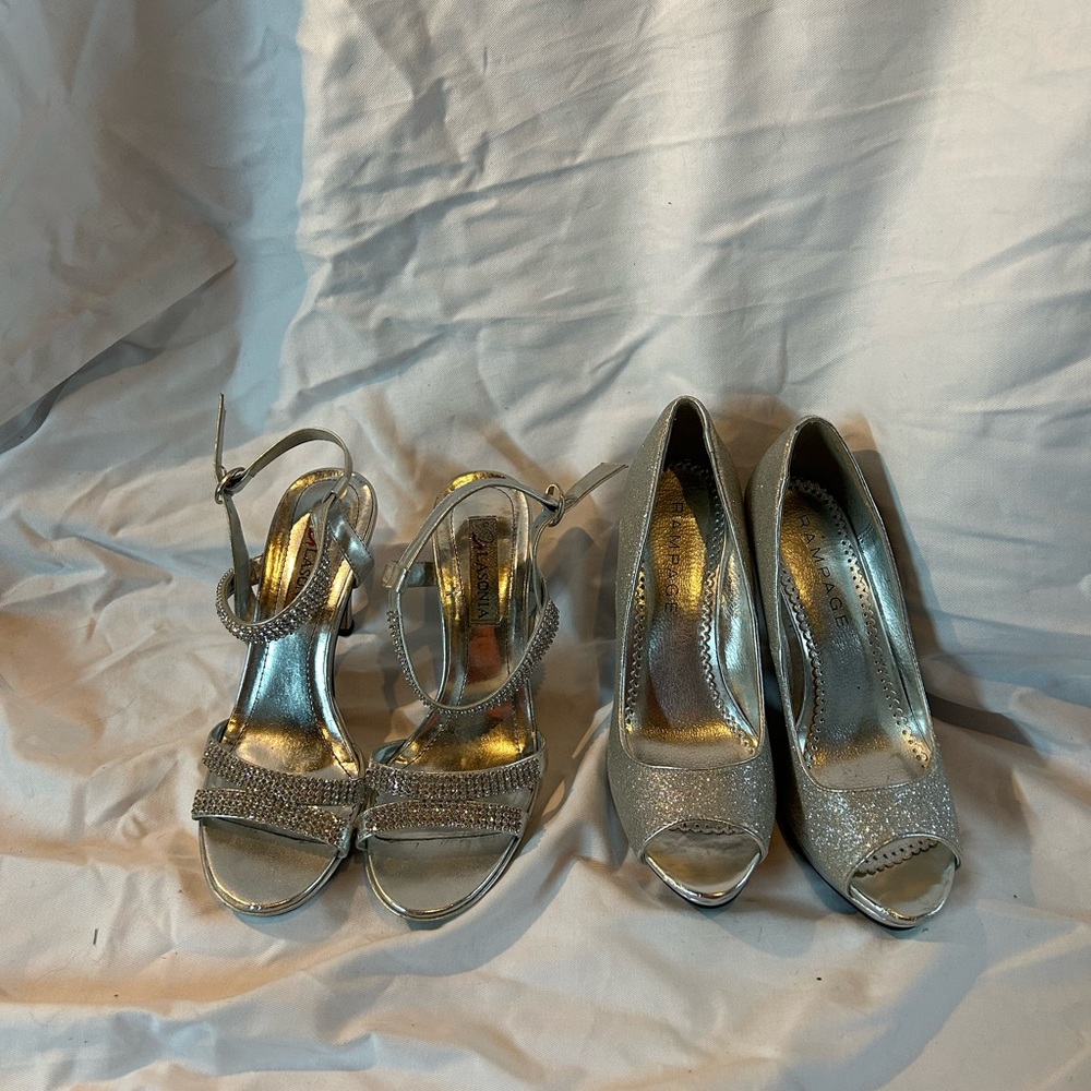 Silver sparkle heels (2 pairs)
